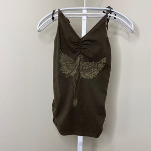 Women Green Angle Spaghetti Strap top